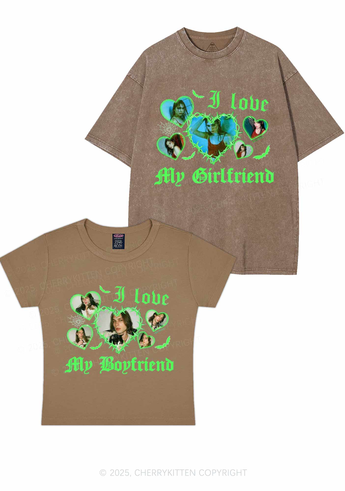 Custom Gothic GF BF Photos Y2K Valentine's Day Couple Shirt Cherrykitten