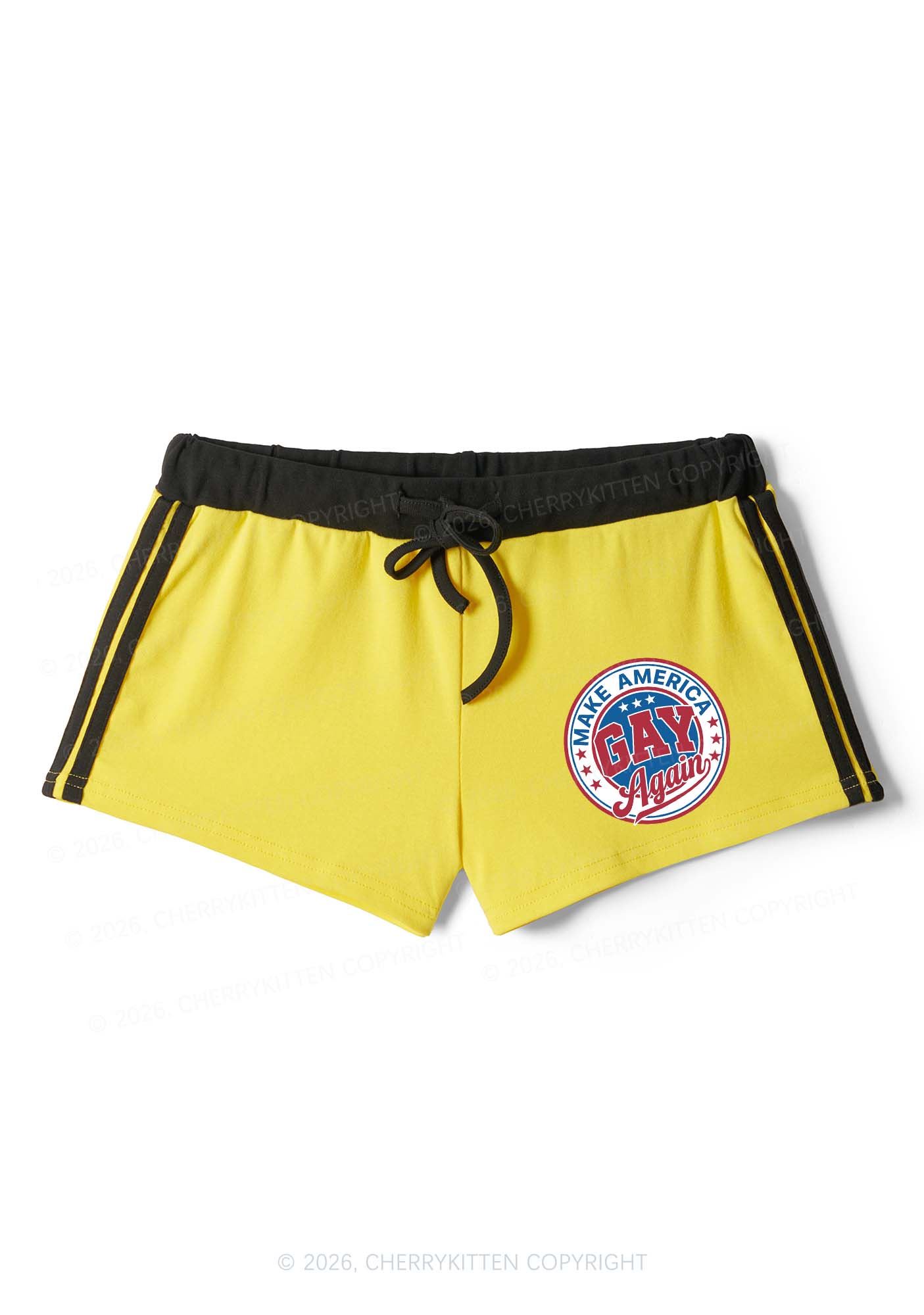 Make America Gay Again Pride Y2K Drawstring Mini Shorts Cherrykitten