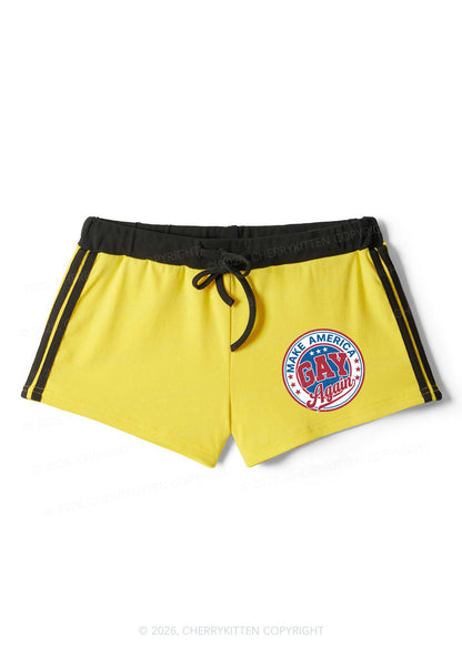 Make America Gay Again Pride Y2K Drawstring Mini Shorts Cherrykitten
