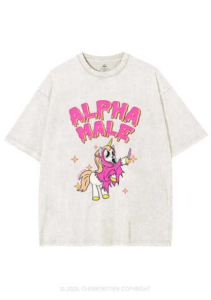 Halloween Unicorn Alpha Male Y2K Shirts Washed Tee Cherrykitten