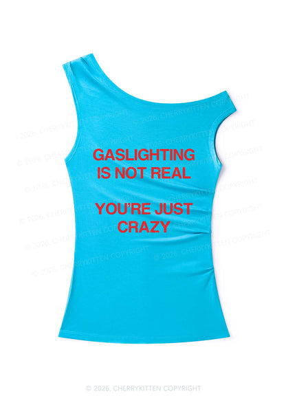 Gaslighting Not Real Y2K Off Shoulder Tank Top Cherrykitten