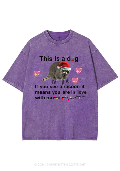 Christmas Dog Racoon Y2K Washed Tee Cherrykitten