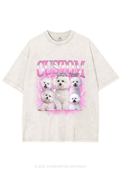 Custom Cute Puppy Photo Y2K Shirts Washed Tee Cherrykitten