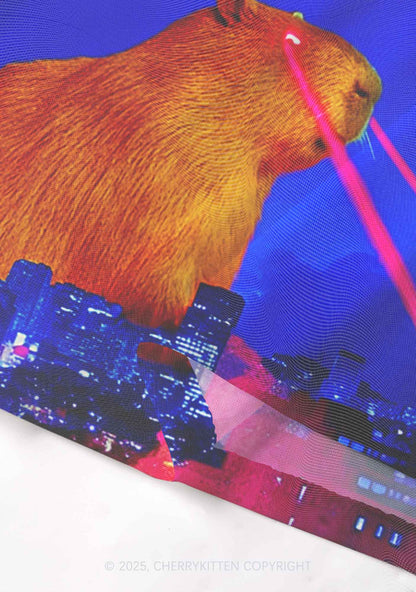 Laser Monster Capybara Y2K Mesh Cami Tank Cherrykitten
