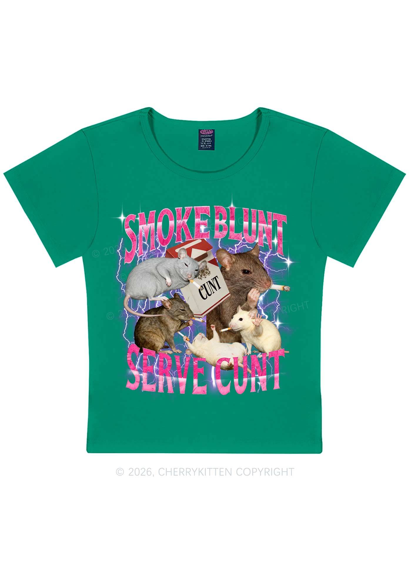 Smoke Blunt Rats Y2K Baby Tee Cherrykitten