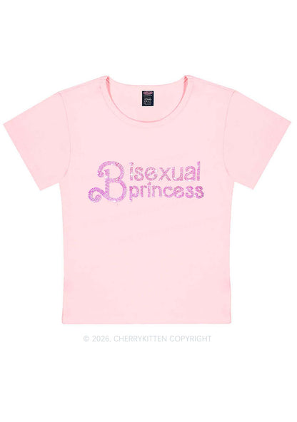 Rhinestone Bisexual Princess Pride Y2K Baby Tee Cherrykitten