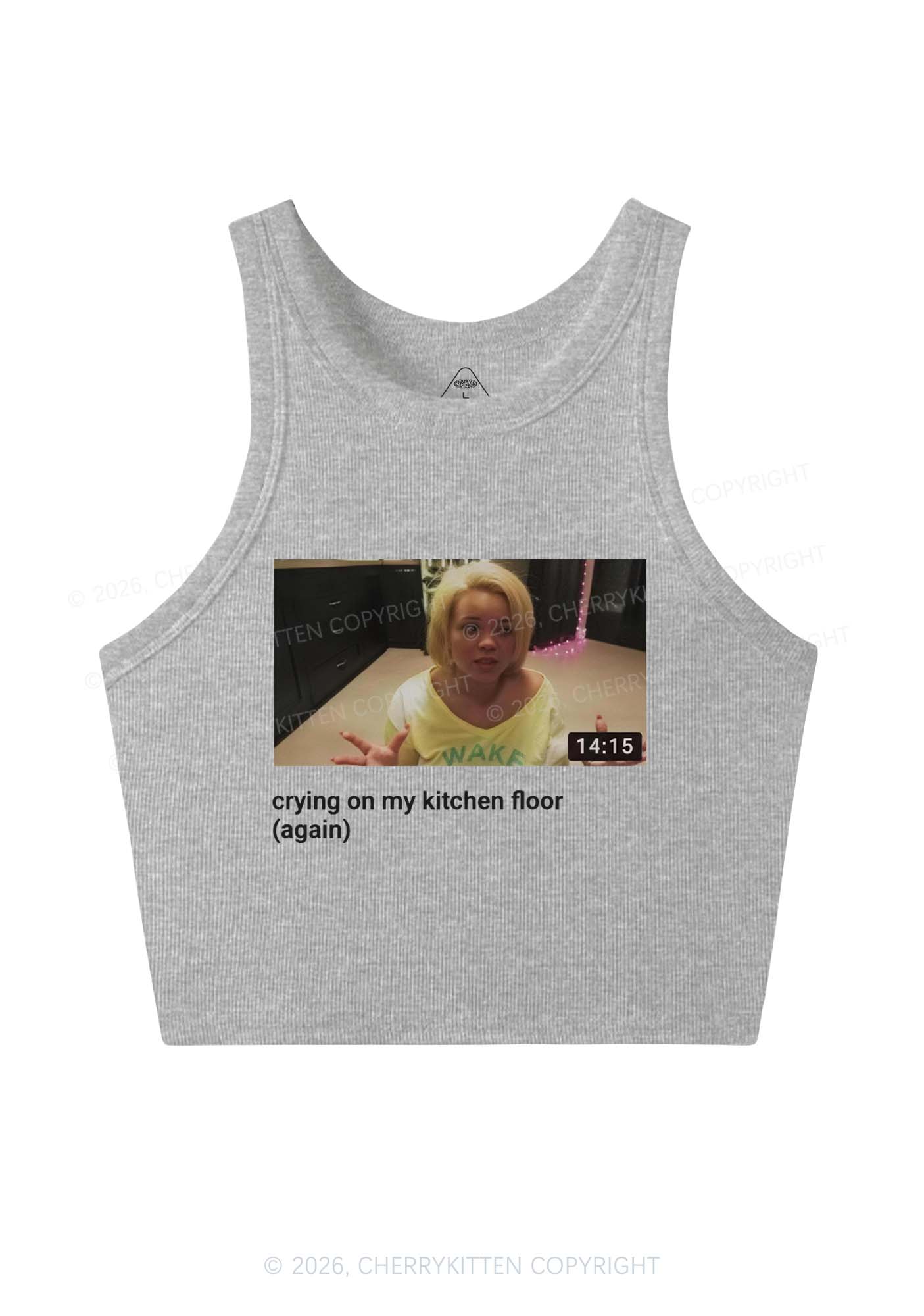 Crying On Kitchen Floor Y2K Crop Tank Top Cherrykitten