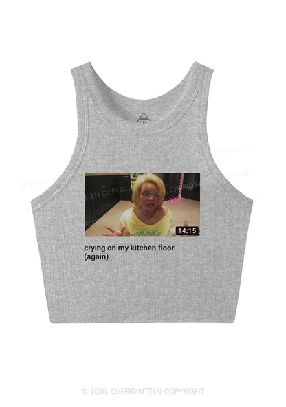 Crying On Kitchen Floor Y2K Crop Tank Top Cherrykitten
