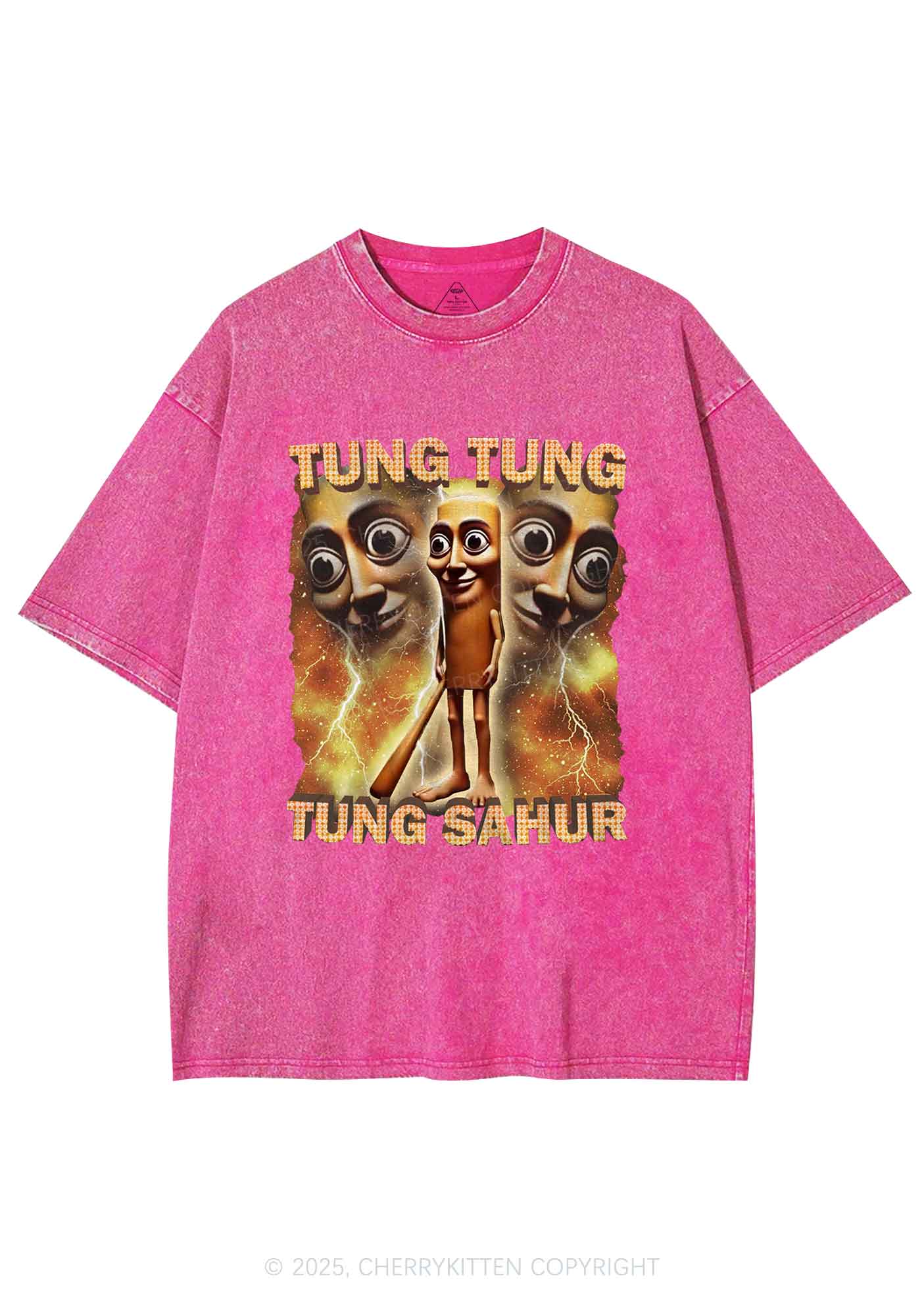 Tung Sahur Italian Brainrot Shirt Y2K Shirts Washed Tee Cherrykitten
