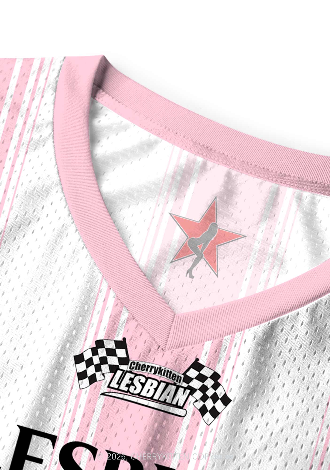 Pale Pink Lesbian Princess Pride Y2K Sport Jersey Tank Cherrykitten