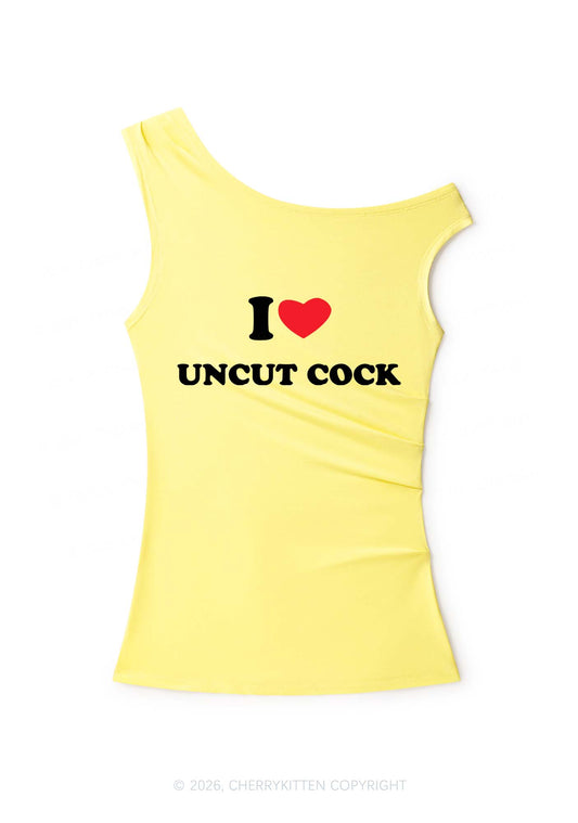 I Love Uncut Cxck Y2K Off Shoulder Tank Top Cherrykitten