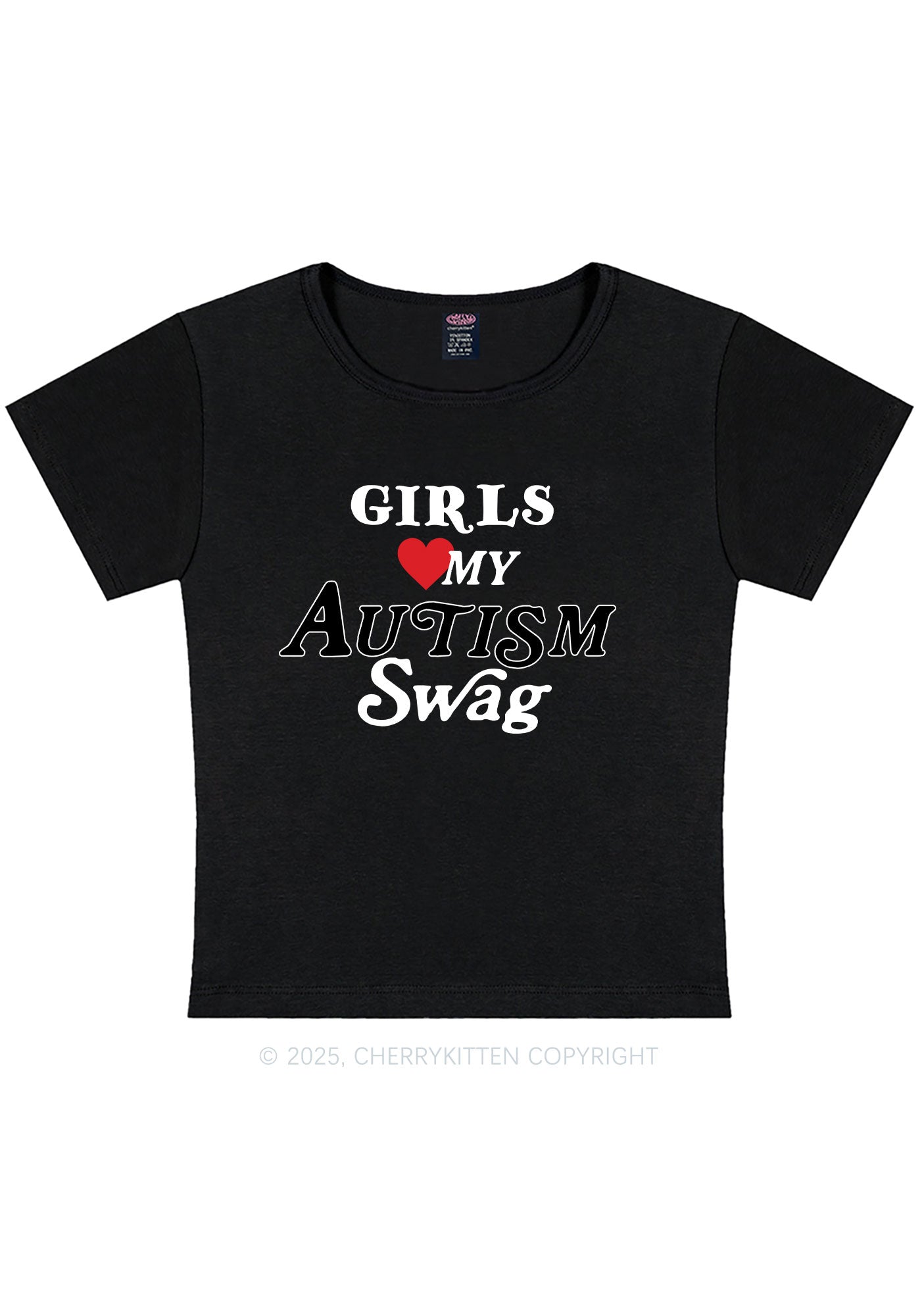 Girls Love Autism Swag Y2K Baby Tee Cherrykitten