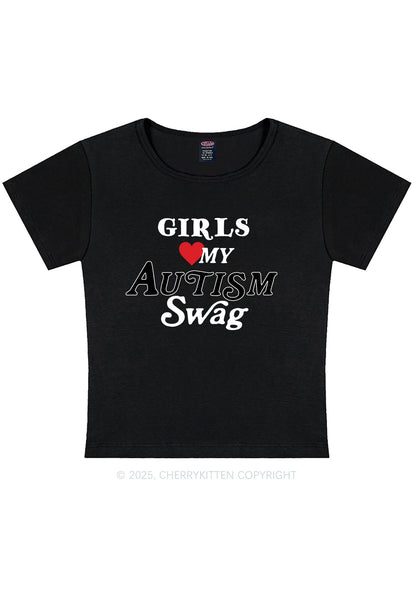 Girls Love Autism Swag Y2K Baby Tee Cherrykitten