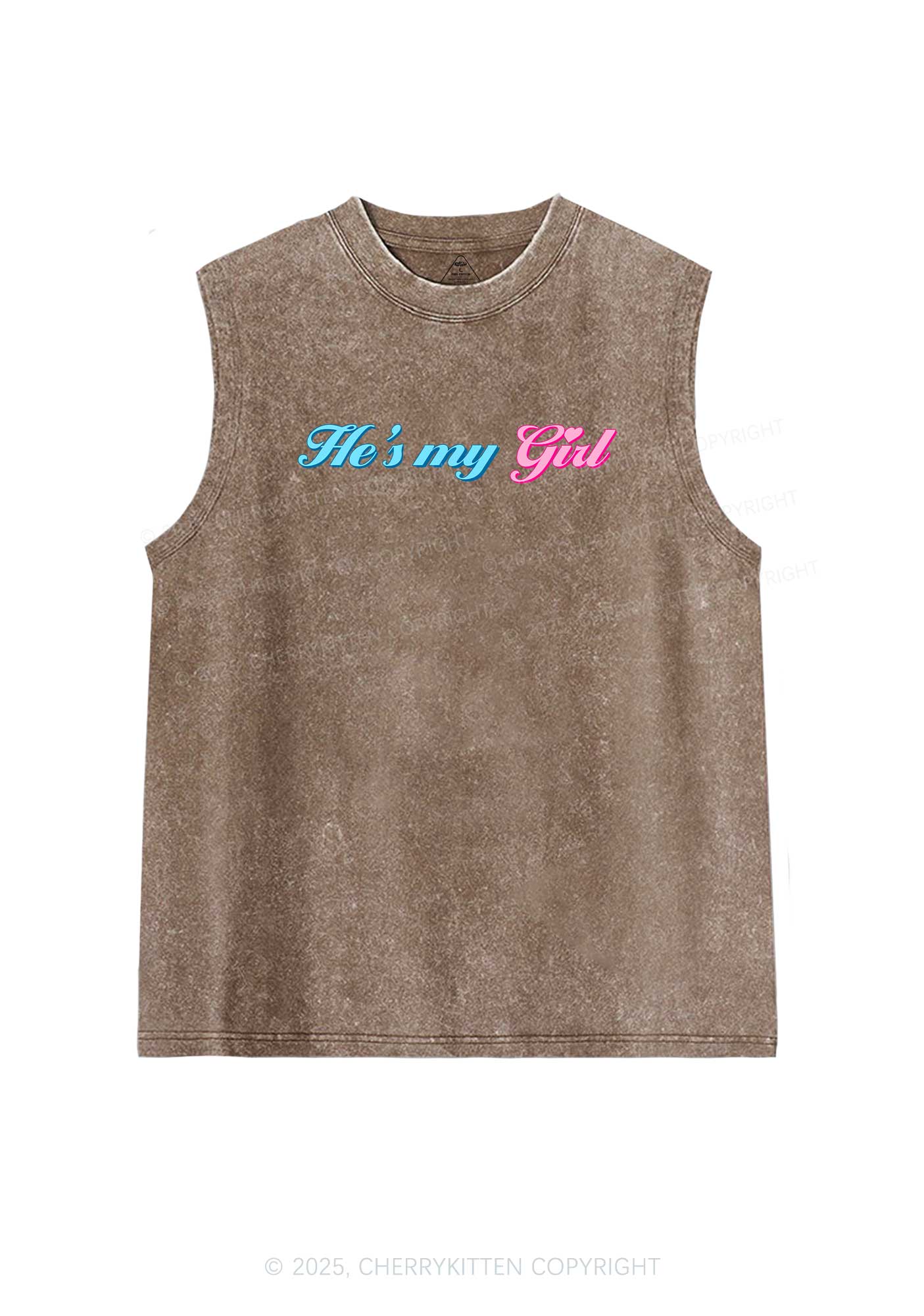 He Is My Girl Pride Y2K Washed Muscle Tank Cherrykitten