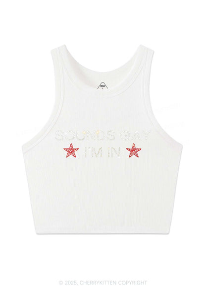 Rhinestone Sounds Gay Pride Y2K Crop Tank Top Cherrykitten