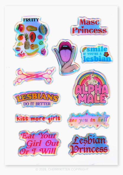 Cherrykitten Pride Holographic Y2K Stickers Pack Of 11