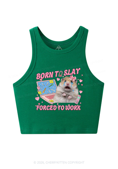 Custom Meme Born To Slay Y2K Crop Tank Top Cherrykitten