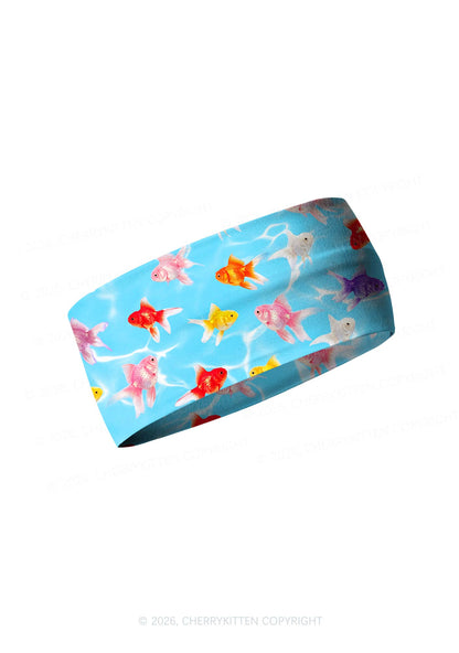 Water Ripple Goldfish Y2K Print Headband Cherrykitten