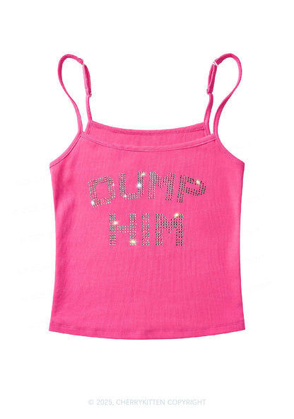 Rhinestone Dump Him Y2K Spaghetti Strap Cami Cherrykitten