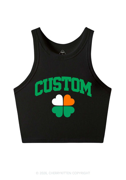 Custom Irish Luck Shamrock St Patricks Y2K Crop Tank Top Cherrykitten