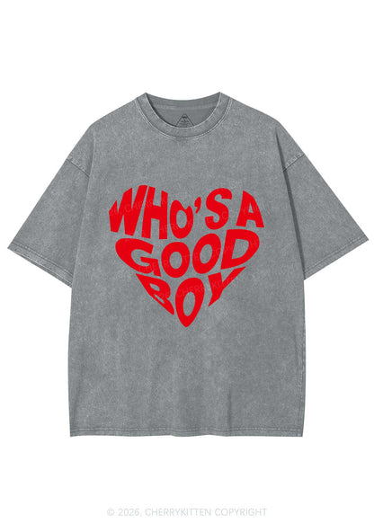 Whos A Good Boy Valentine's Day Y2K Shirts Washed Tee Cherrykitten