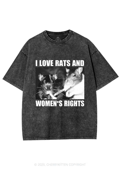 I Love Smoking Rats Y2K Shirts Washed Tee Cherrykitten