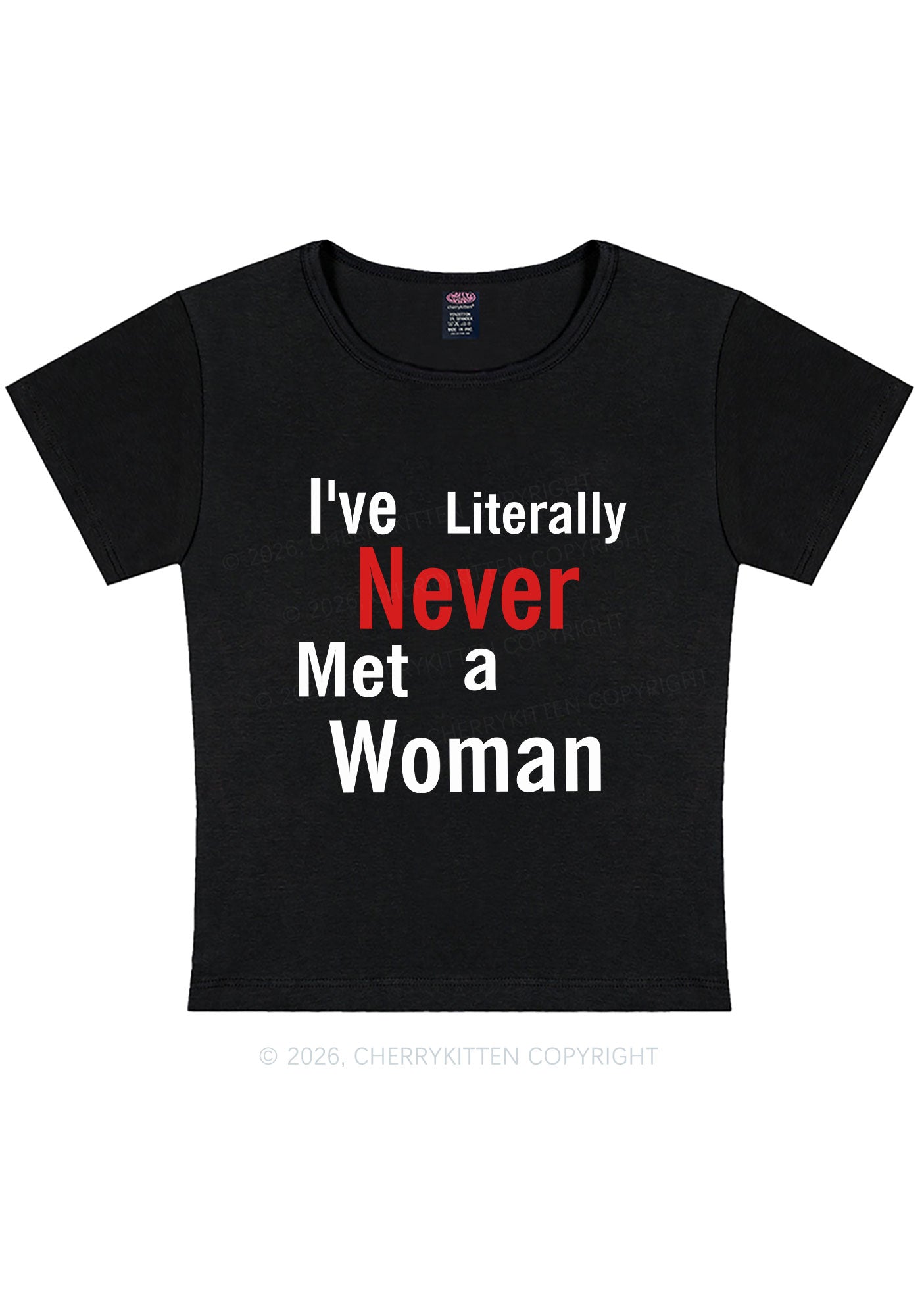 Never Met A Woman Pride Y2K Baby Tee Cherrykitten
