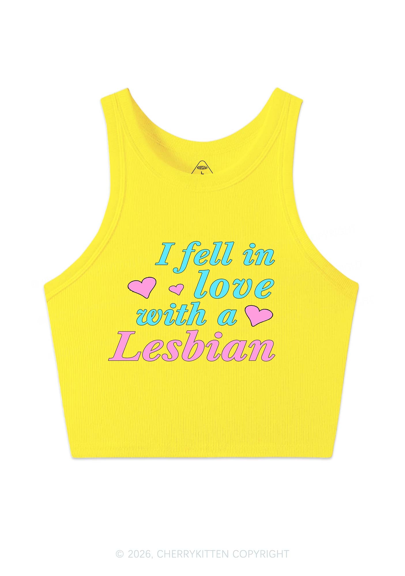 I Fell In Love With Lesbian Pride Y2K Crop Tank Top Cherrykitten
