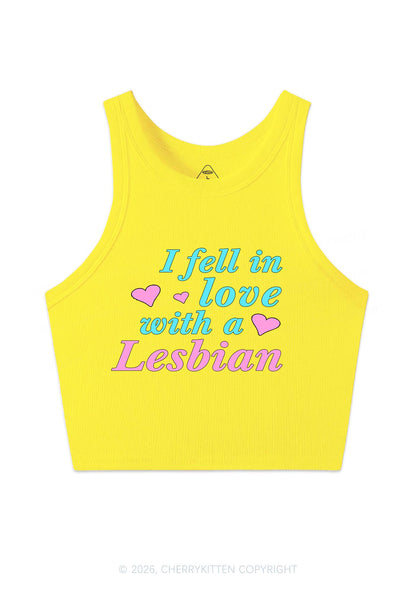 I Fell In Love With Lesbian Pride Y2K Crop Tank Top Cherrykitten