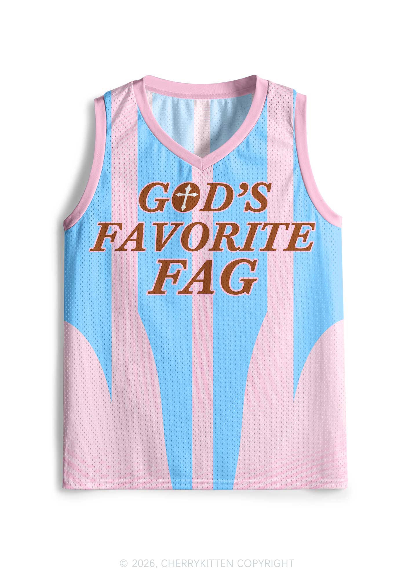 Light Pink Gods Favorite Fag Pride Y2K Sport Jersey Tank Cherrykitten