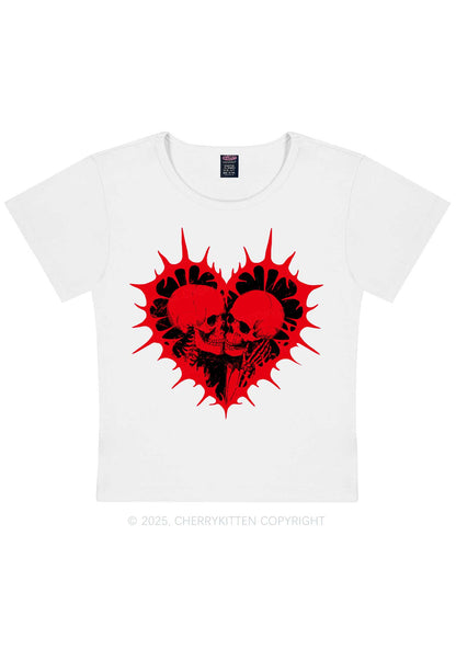 Spiked Heart Skulls Valentine's Day Y2K Baby Tee Cherrykitten