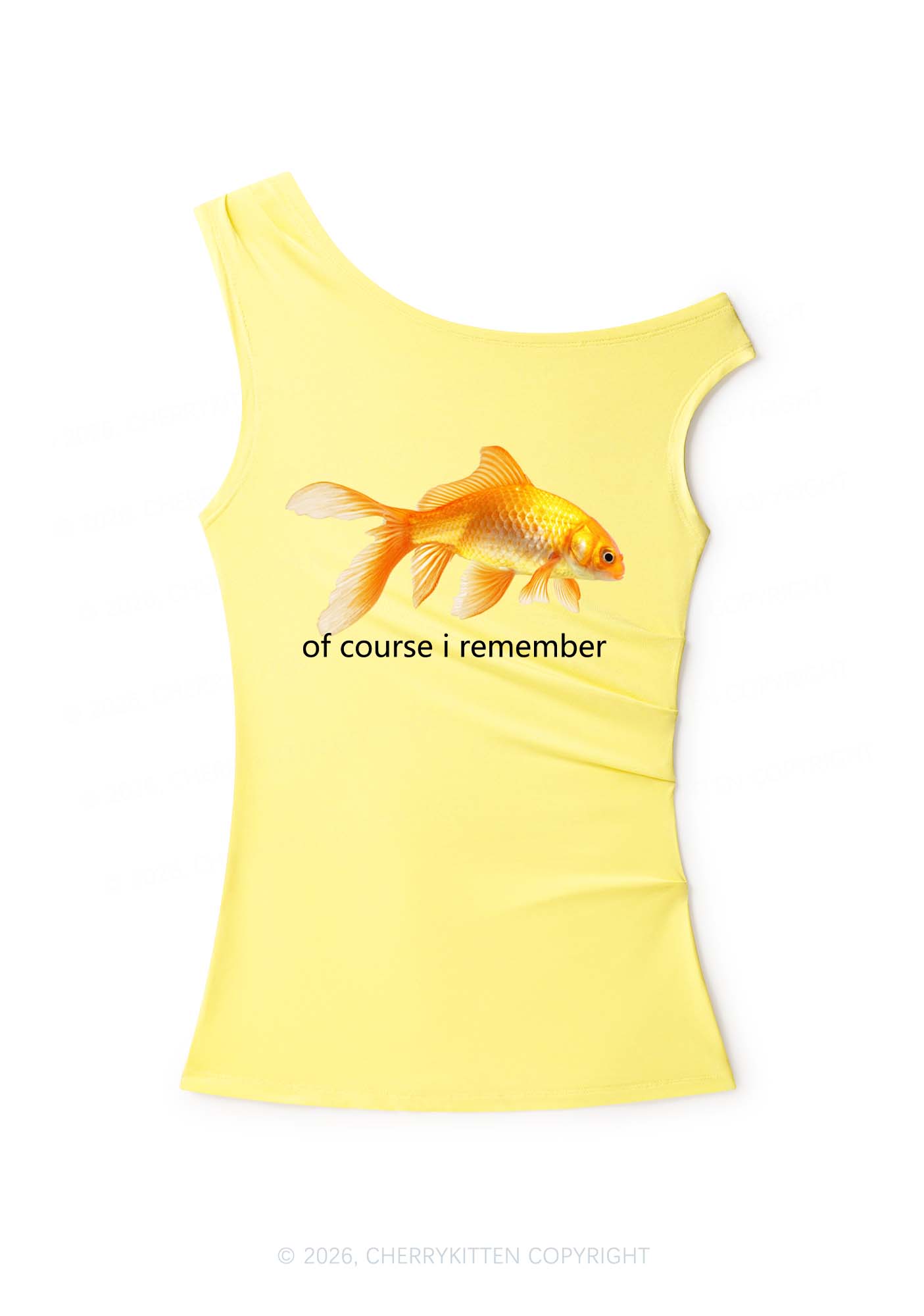 I Remember Goldfish Y2K Off Shoulder Tank Top Cherrykitten
