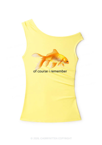 I Remember Goldfish Y2K Off Shoulder Tank Top Cherrykitten