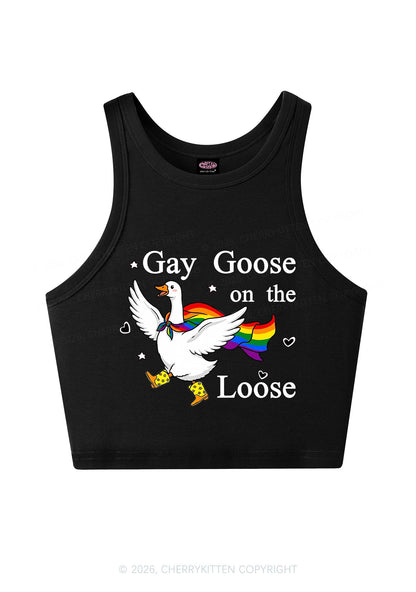 Gay Goose On The Loose Pride Y2K Crop Tank Top Cherrykitten