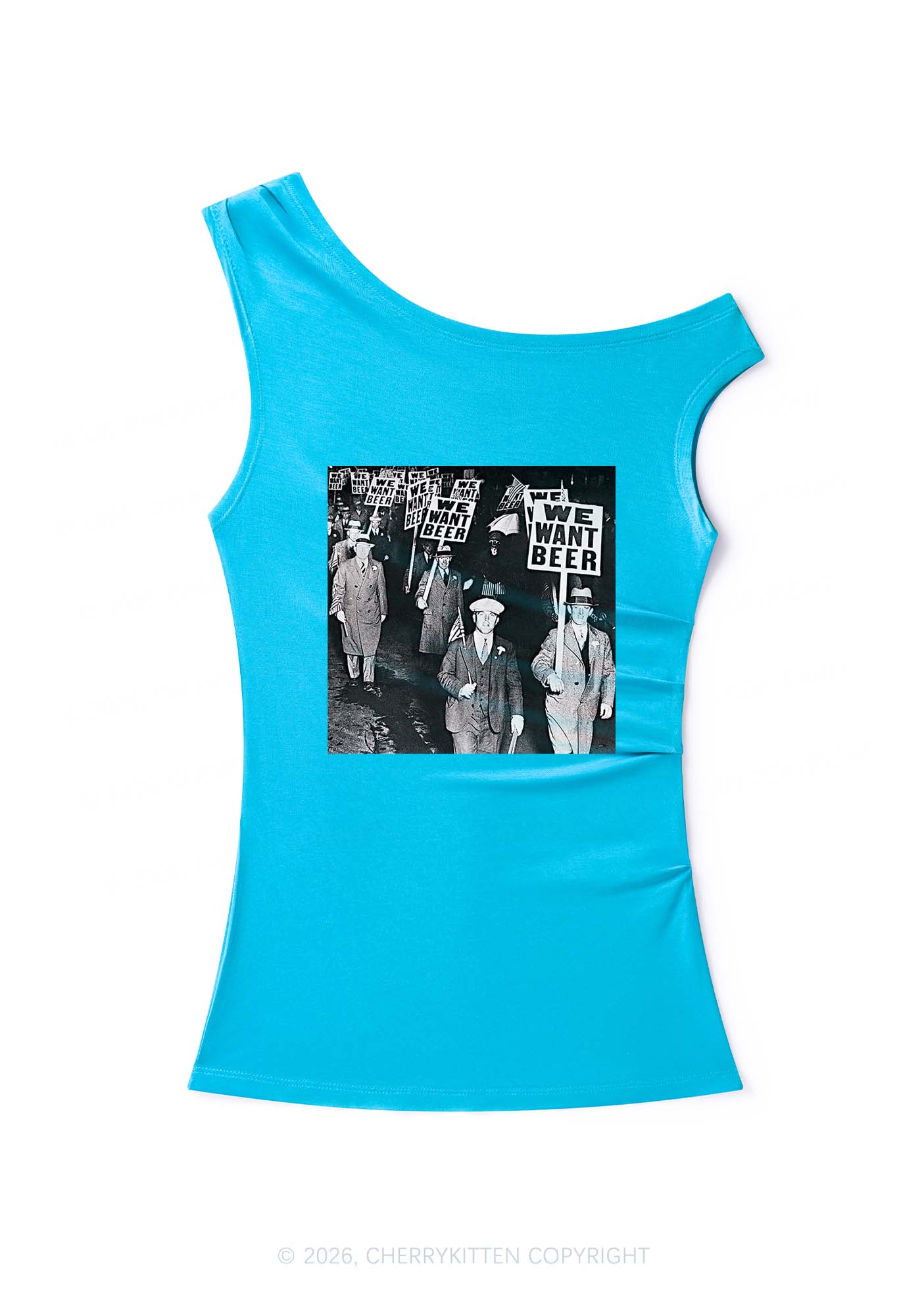 We Want Beer Y2K Off Shoulder Tank Top Cherrykitten