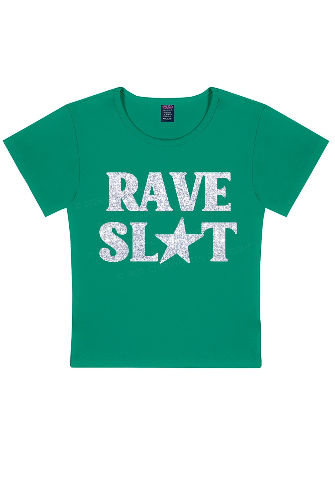 Glitter Rave Slxt Y2K Baby Tee Cherrykitten
