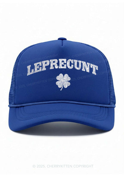 Glitter Leprecunt St Patricks Y2K Trucker Hat Cherrykitten
