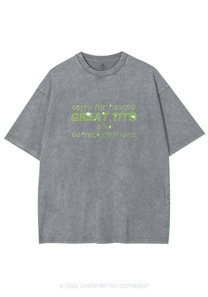 Rhinestone Sorry For Having Correct Opinions Y2K Shirts Washed Tee Cherrykitten