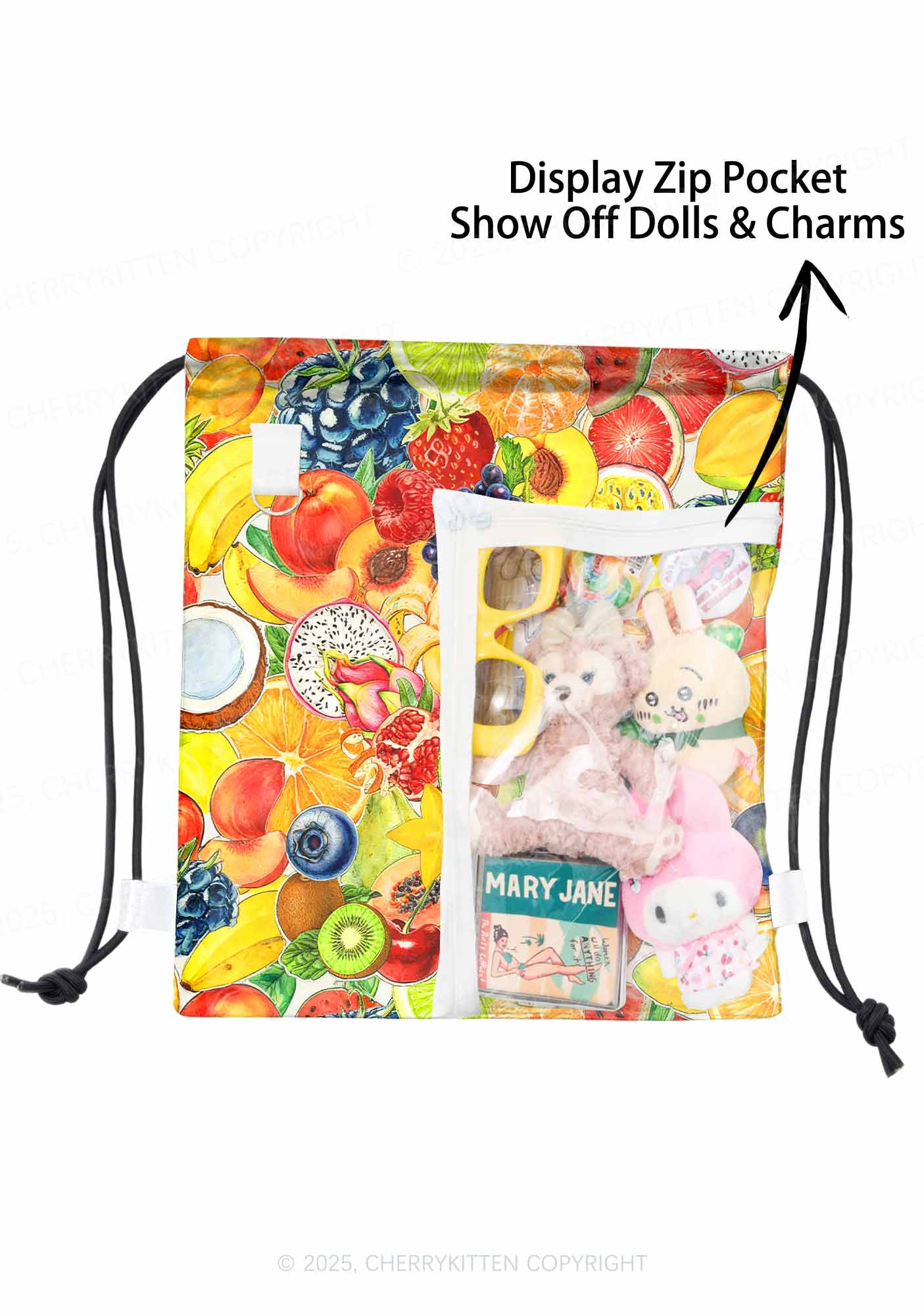Fruity Chaos Pride Y2K Drawstring Itabag Backpack Cherrykitten