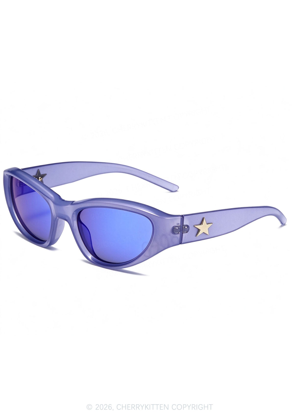 Blue Cat Eyes Star Y2K Sunglasses Cherrykitten