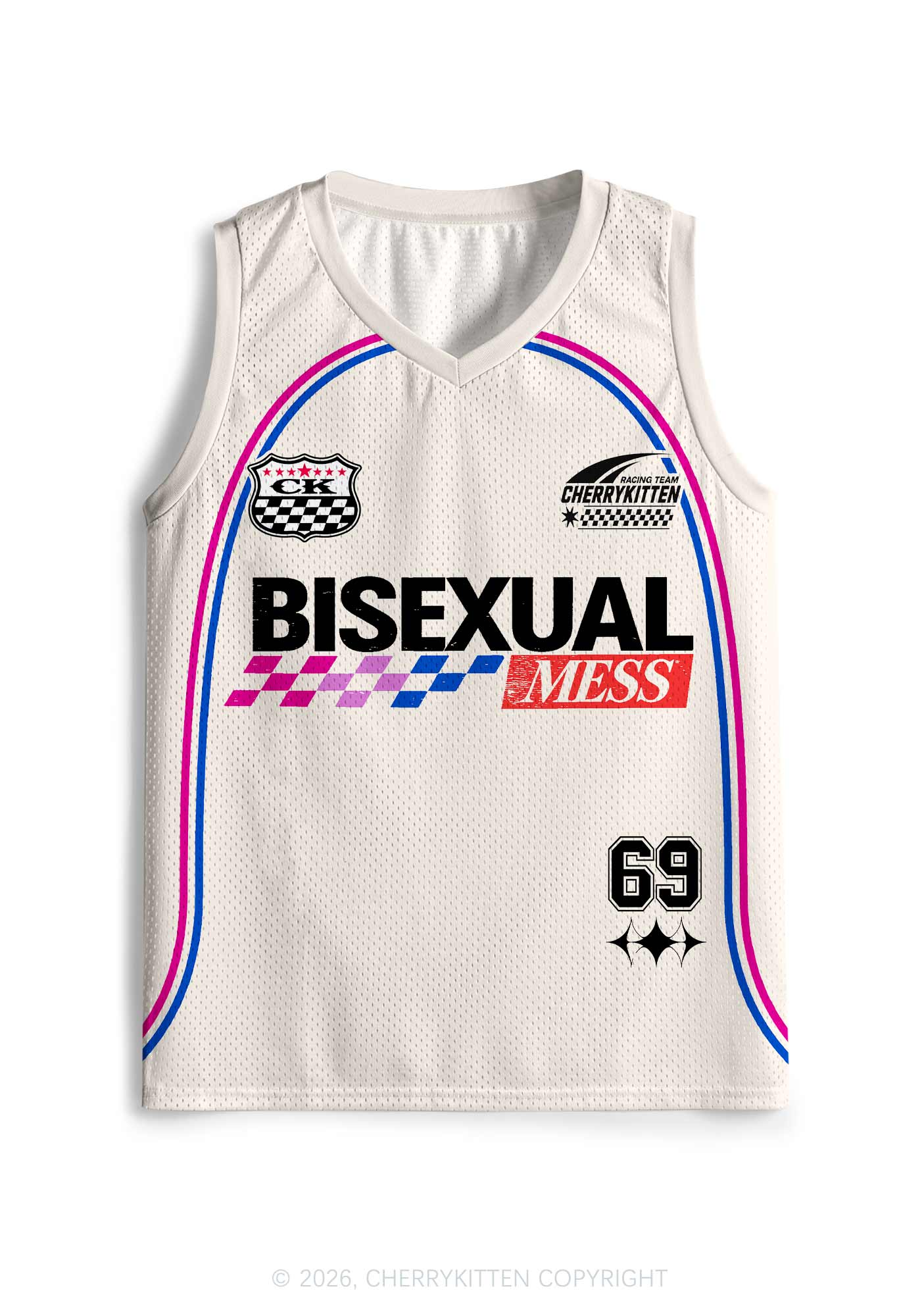 Creamy White Bisexual Mess Pride Y2K Sport Jersey Tank Cherrykitten