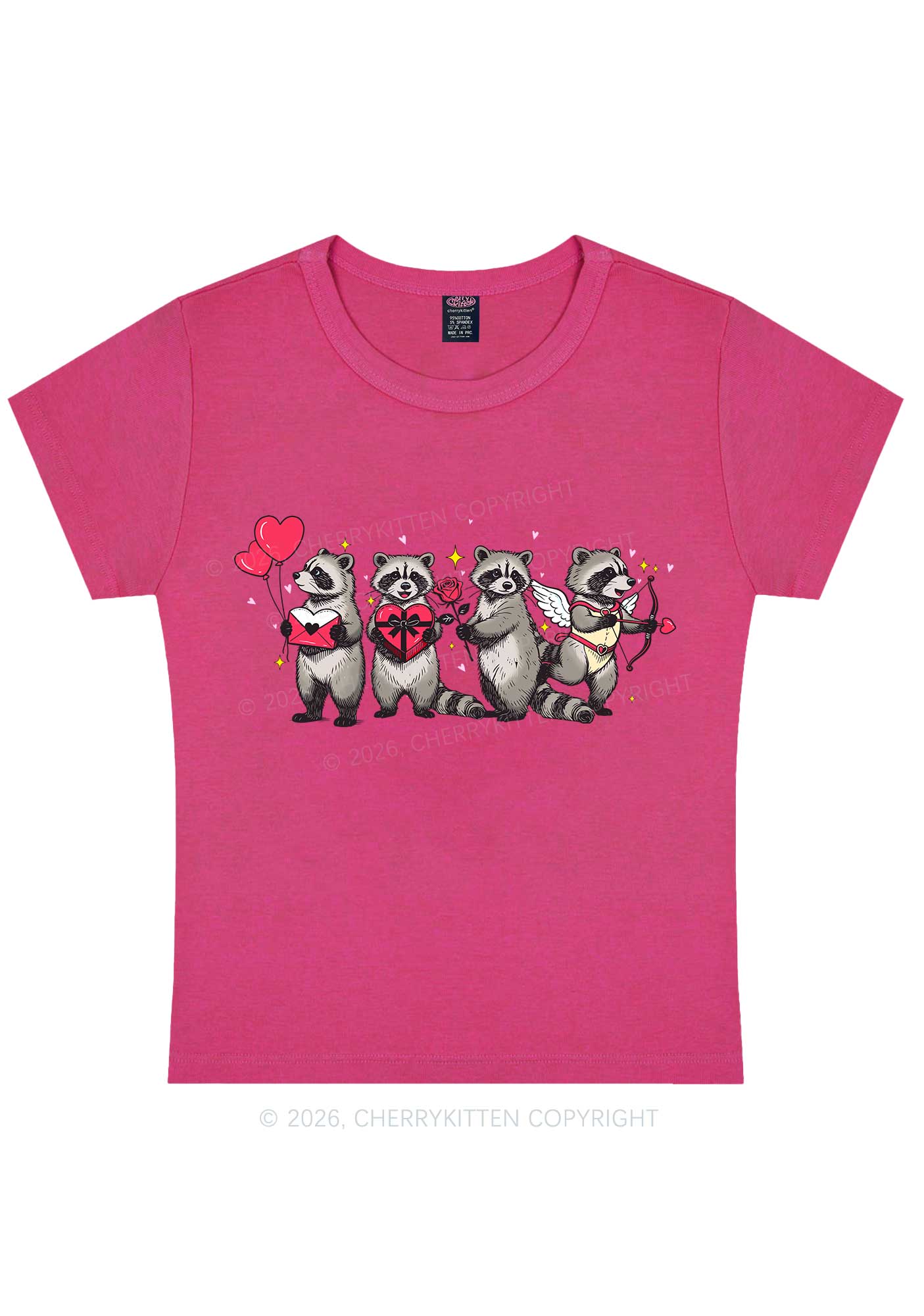 Raccoon Cupids Valentine's Day Y2K Baby Tee Cherrykitten