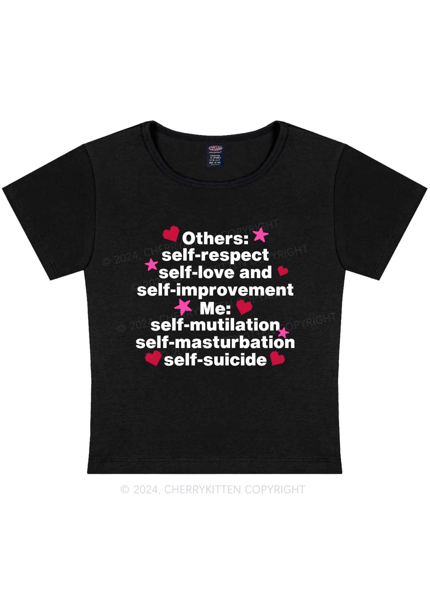 Curvy Self Mutilation Y2K Baby Tee Cherrykitten