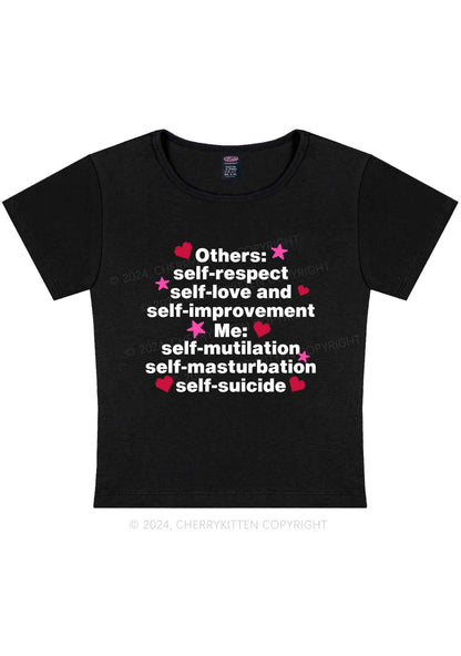 Curvy Self Mutilation Y2K Baby Tee Cherrykitten