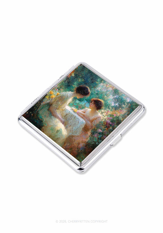 Garden Tea Scene Art Pride Y2K Cigarette Case Cherrykitten