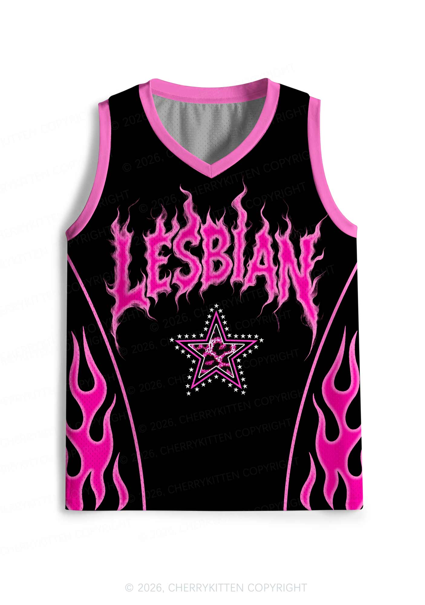 Hot Pink Flame Lesbian Pride Y2K Sport Jersey Tank Cherrykitten