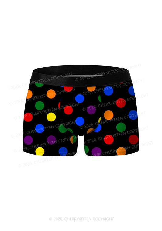 Rainbow Dots On Black Pride Y2K Print Men Boxer Briefs Cherrykitten