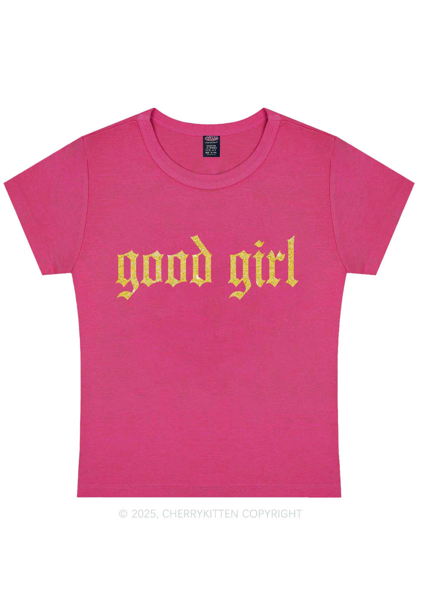 Glitter Good Girl Y2K Baby Tee Cherrykitten