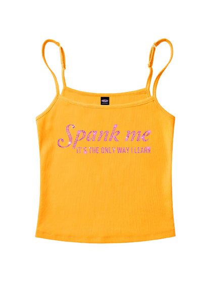 Rhinestone Spank Me Y2K Spaghetti Strap Cami Cherrykitten