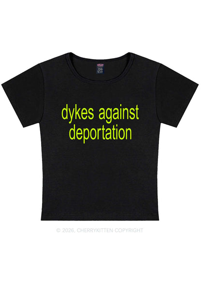 Dykes Against Deportation Pride Y2K Baby Tee Cherrykitten